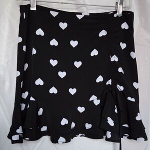 Altar'd State Black and White Heart Mini Skirt Ruched With Bow